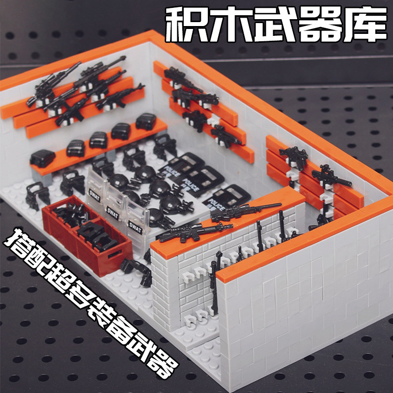 Cross-border exclusive supply of military base, armament depot, arsenal, building blocks, MOC scene, soldier model, assembly toys