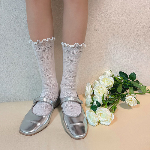 Flower Yanxi Spring and Summer New Products Ruffles Lace Pile Socks Japanese Girl Y2K Thin Summer Beautiful Mid-Calf Socks 