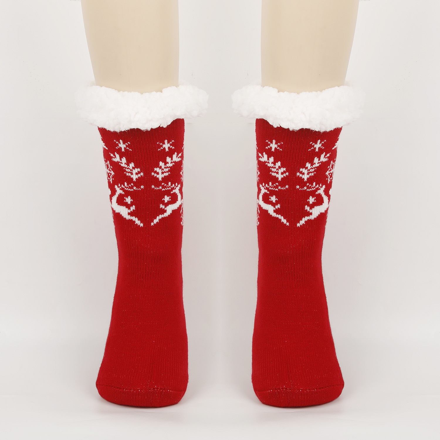 Calcetines de Navidad calcetines de piso de otoño e invierno para mujer calcetines de nieve engrosados forrados de lana calcetines de sueño en casa calcetines de alfombra