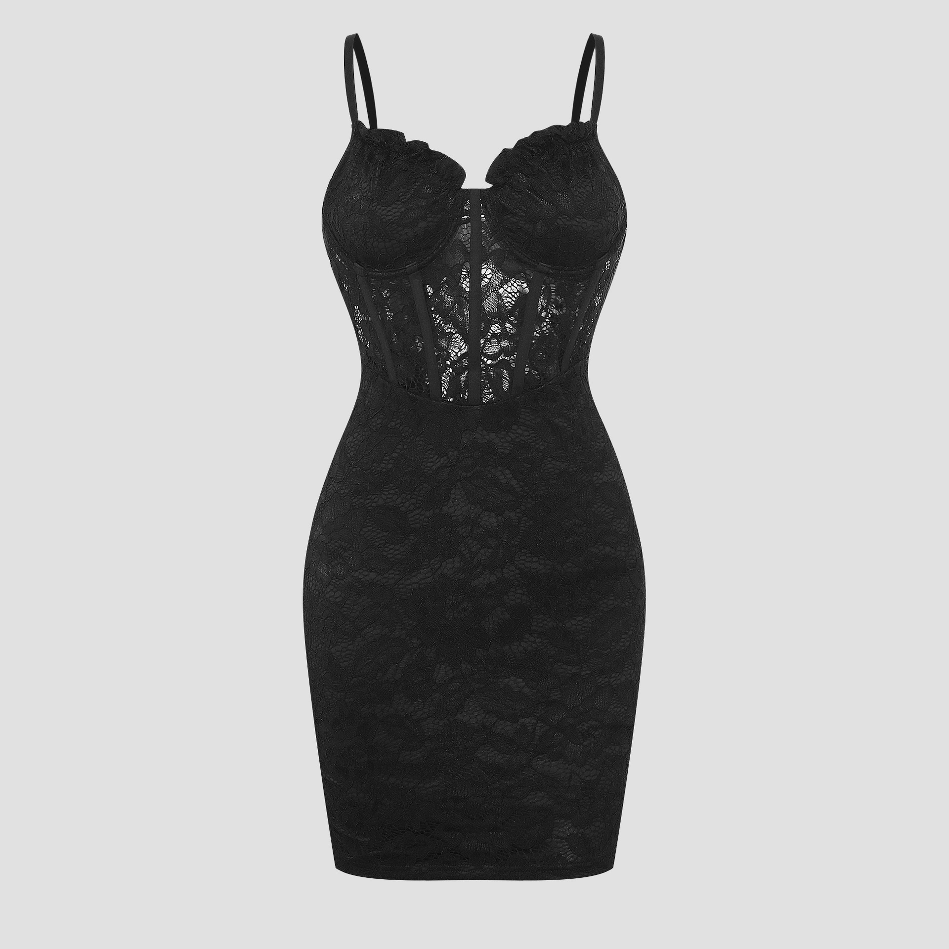 Европейская и американская трансграничная сексуальная мода сплошной цвет кружевной перспективы