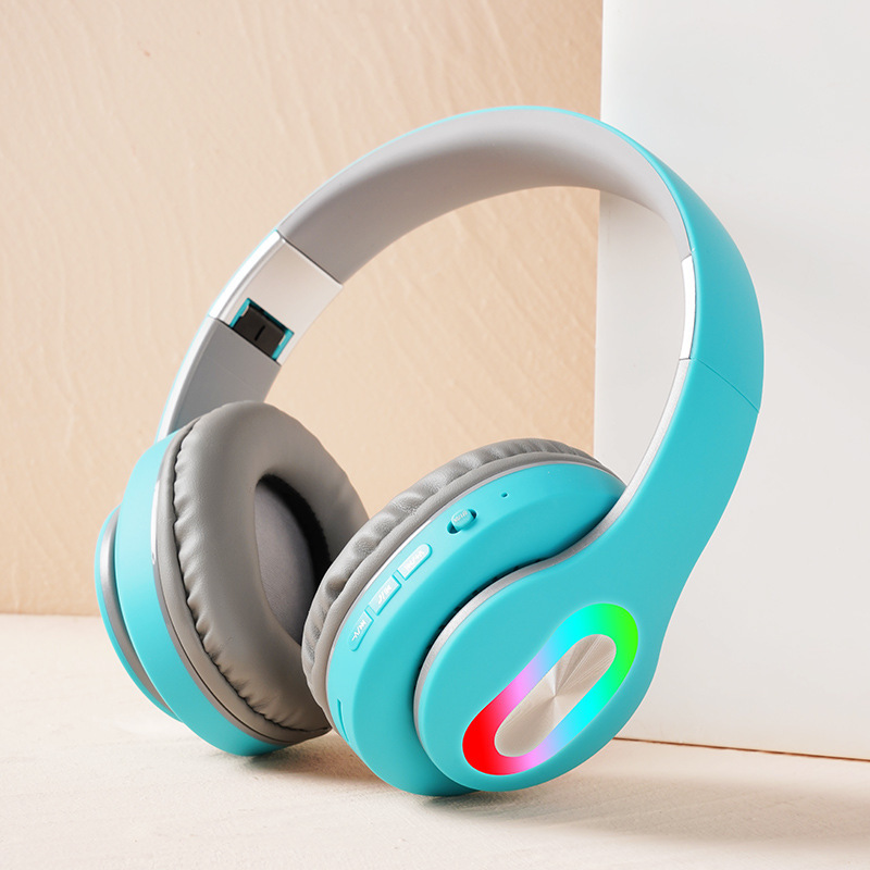 ヘッドマウント型Bluetoothヘッドセット ワイヤレスイヤホン 360度サラウンドサウンド 超軽量設計 LED発光 クリエイティブな発光|undefined