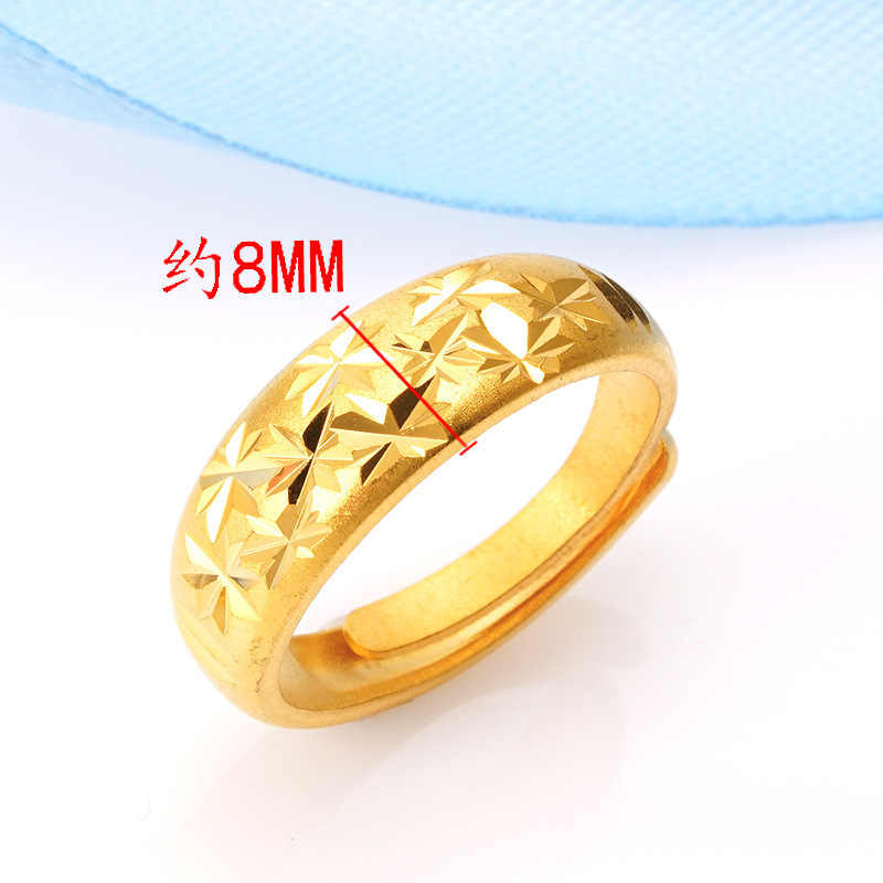 Moda Chapado en cobre 999 oro estrellado abierto anillo de hombres y mujeres venta al por mayor de suministro transfronterizo pareja anillo de oro de Vietnam