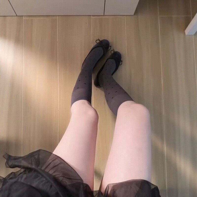 水玉カーフソックス レディース 初秋新作 miu ソックス Pure Desire 水玉ロングソックス バレエ風 グレーストッキング|undefined