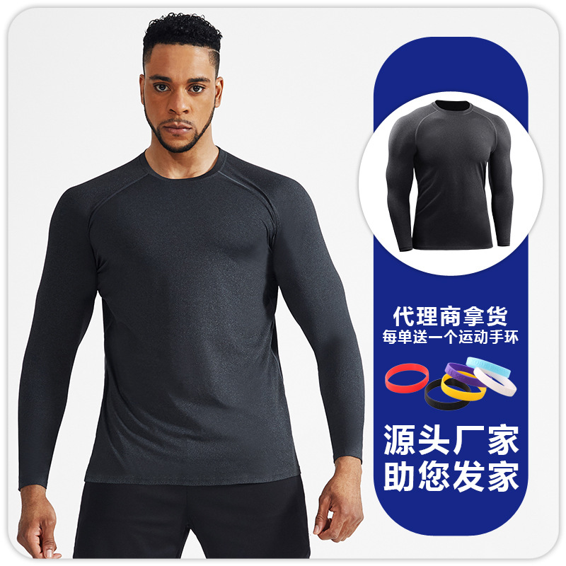 Camiseta deportiva de secado rápido de hombre de mangas largas, ropa de entrenamiento elástica de cuello redondo, ropa de ejercicio transpirable, ropa de correr suave para la piel image 6