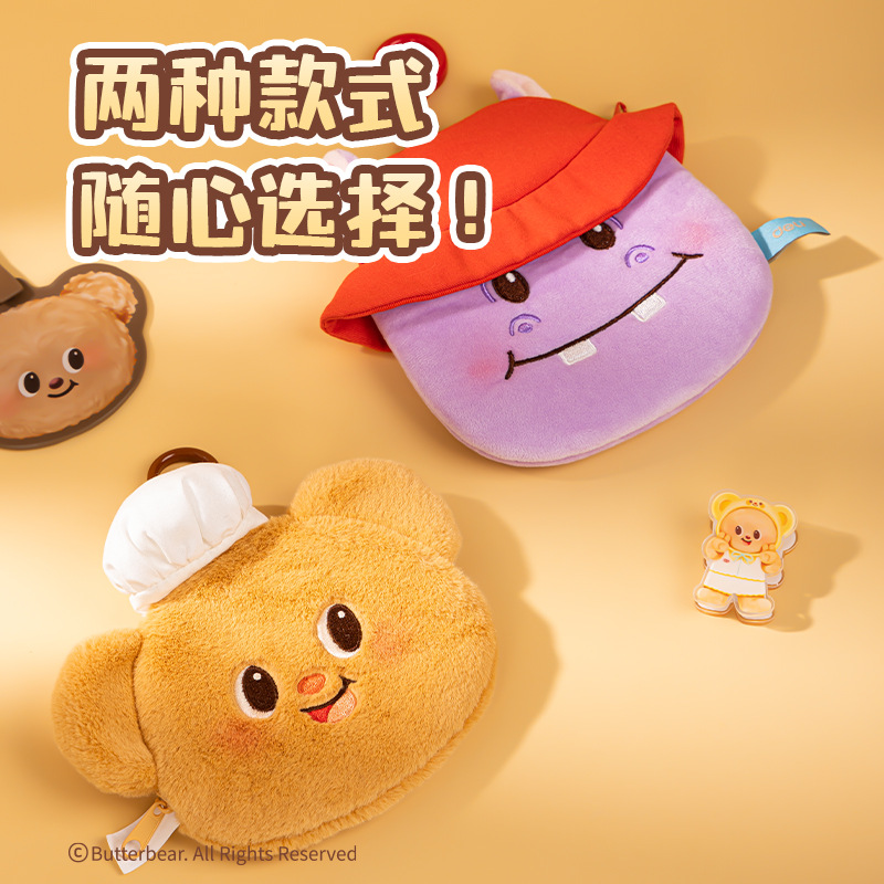 Deliky mantequilla Bear monedero de cambio auténtico púrpura hipopótamo mujer bolsa de almacenamiento de lápiz labial lindo botón