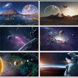 工厂打印外贸跨境TEMU宇宙太阳系行星海报帆布油画芯无框画绷框画
