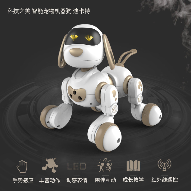 Yingjia18011 Decart robot perro eléctrico inteligente conversación de perros de compañía control remoto programación de juguetes para niños y niñas