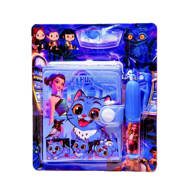 Nuevo grupo de caza de demonios cuaderno de dibujos animados escritorio conjunto de bolígrafo pequeño conjunto de regalo de papelería para estudiantes de primaria