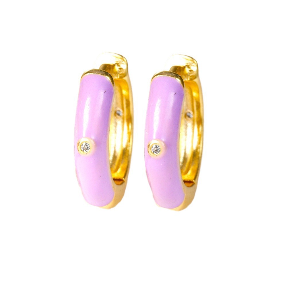 1 Pair Ig Style Simple Style Round Epoxy Plating Stainless Steel Zircon Earrings display picture 35