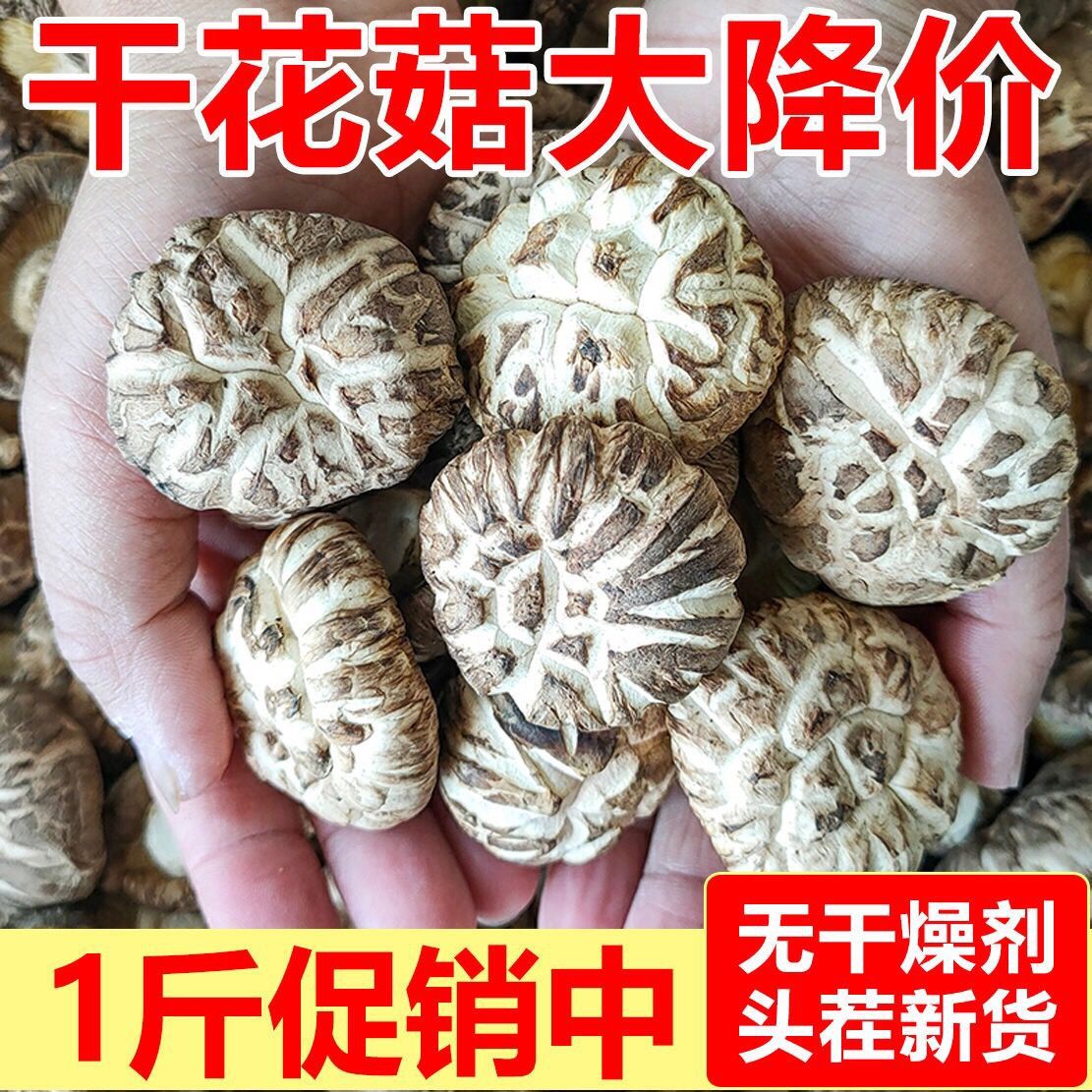 【净重新货】干花菇干货特级大小花菇特产肉厚香菇椴木花菇冬菇