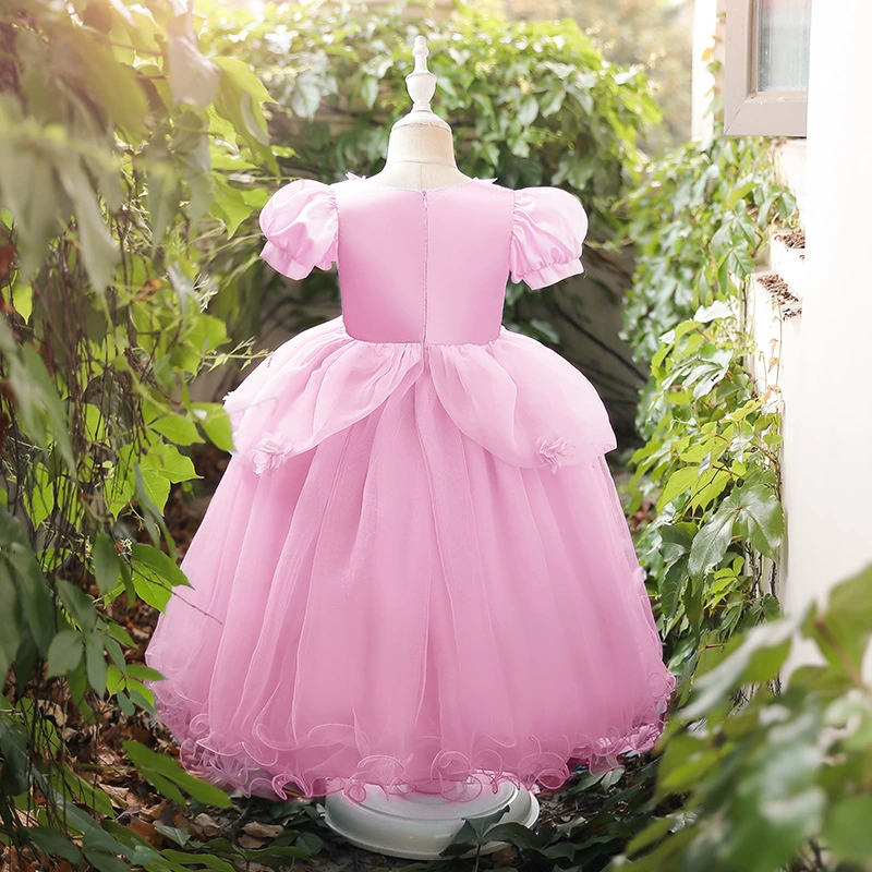 Summer small princess costume, dress, 2024 years, with short sleeve, children's clothing