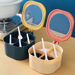 Creative Multi-Grid Spice Box Cute Cartoon Home Kitchen Storage Condiment Jar Salt Jar Spice Jar