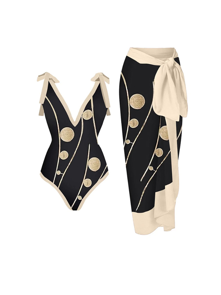 105g Weight Sleeveless Sleeve Length Polyester Fabric Type Women's Elegant Round Dots 2 Piece Set Bikinis