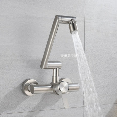 入牆式冷熱水龍頭 廚房洗菜盆水槽洗衣碗池陽台萬向摺疊旋轉龍頭