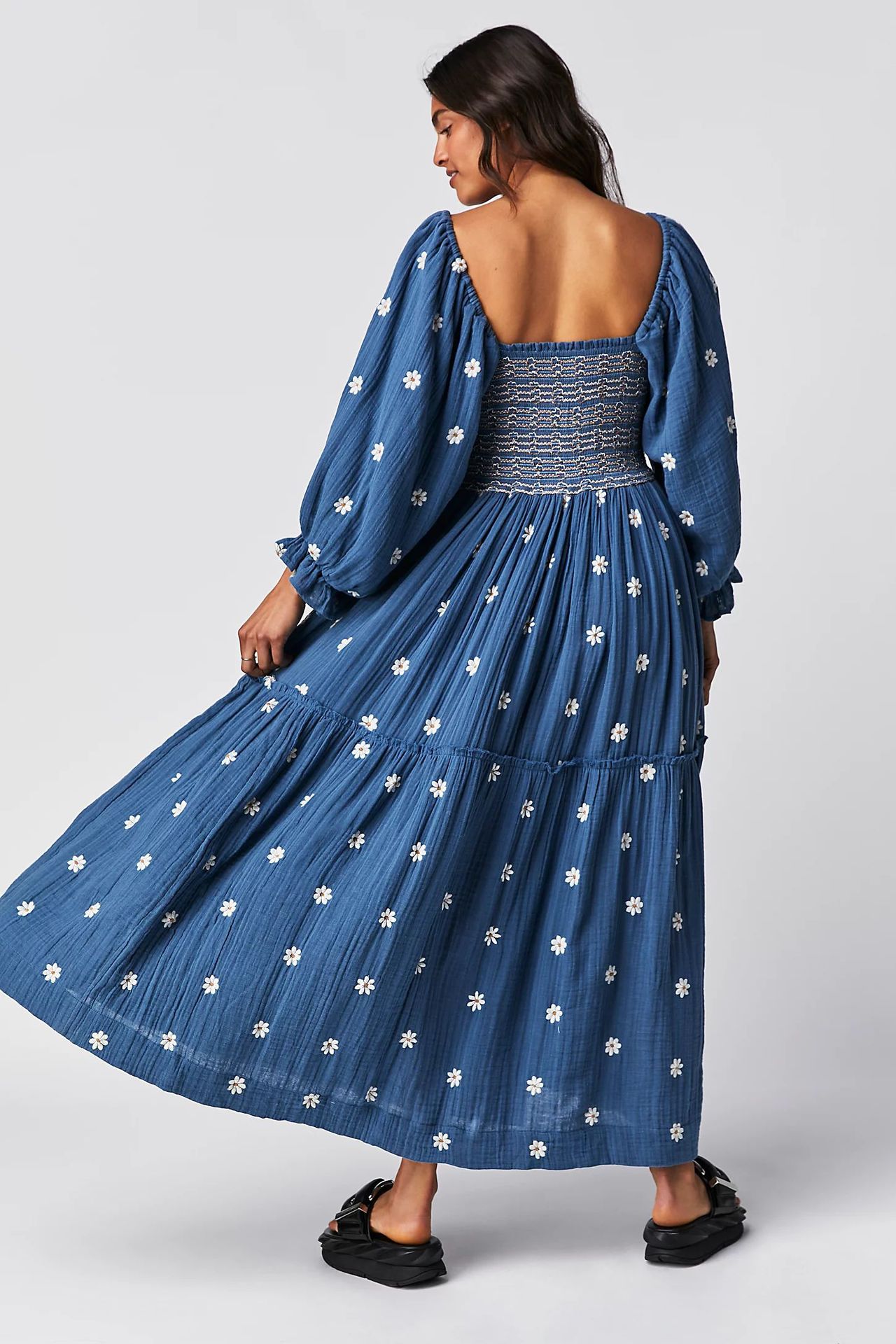 Women's Princess Dress Vintage Style Square Neck Backless 3/4 Length Sleeve Flower Maxi Long Dress Daily display picture 15