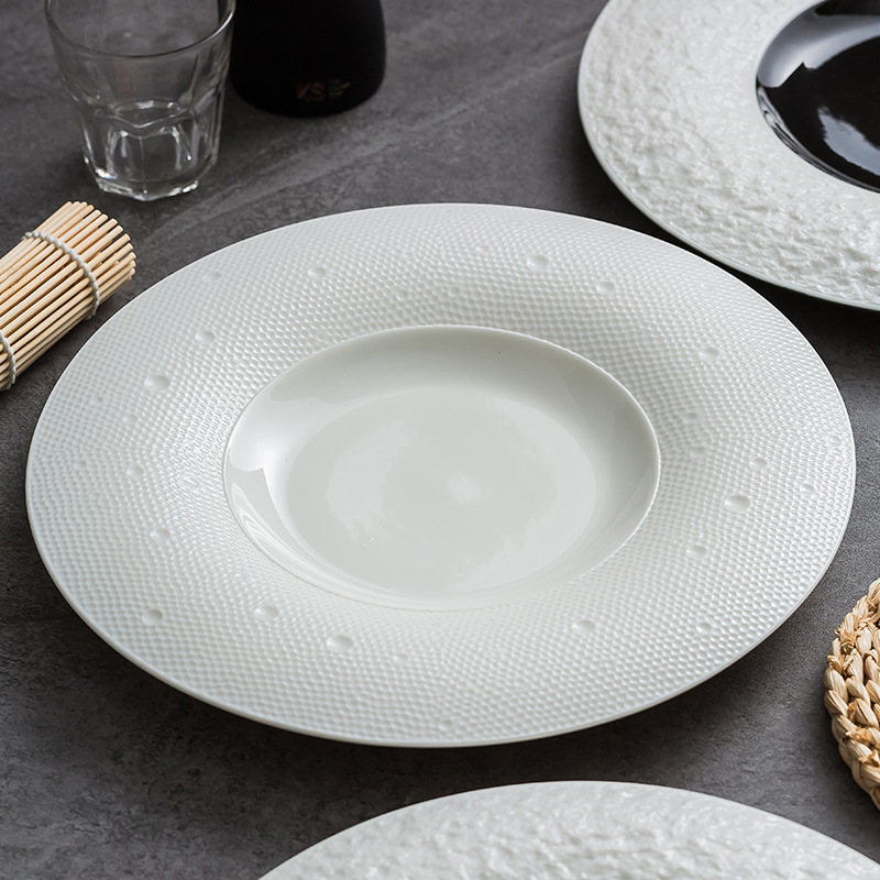 Patrón de piedra de fábrica placa occidental de gama alta restaurante ensalada placa de cerámica de alta calidad disco Grande Hotel creativo placa