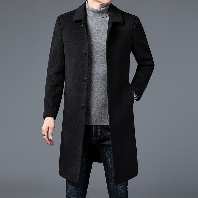 Elite demi-season double-sided cashmere woolen long trench coat