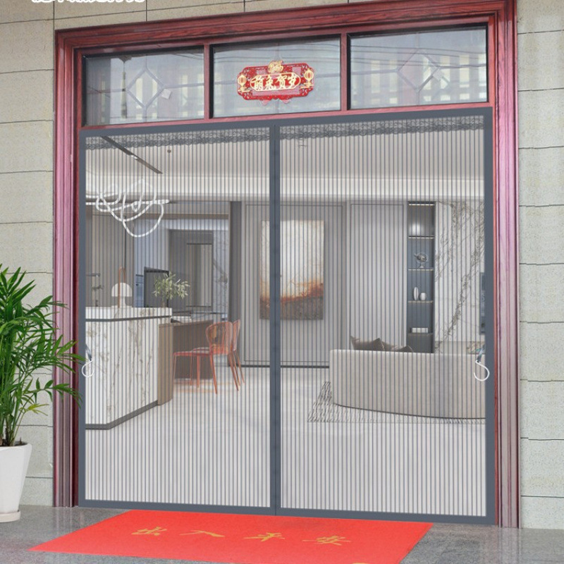 Magnetic Mosquito Net Door Curtain with Diamond Mesh, No-Drill Installation, Self-Adhesive for Rural Home Use