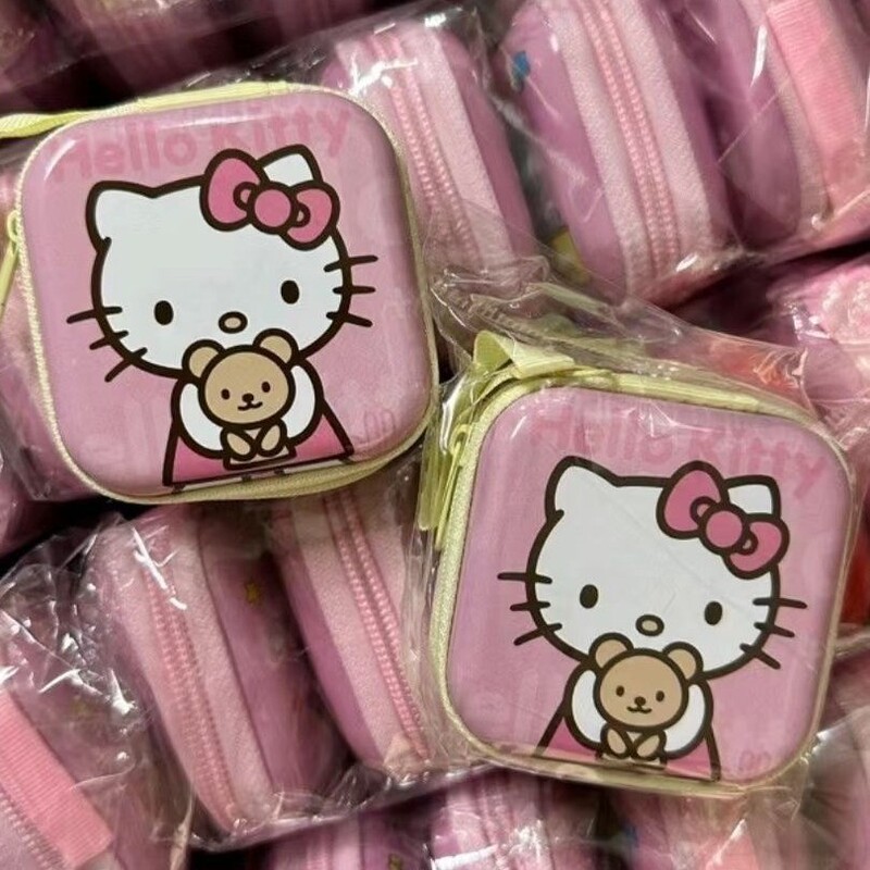 Creative Cartoon Cute Cat Coin Purse Coin Bag Ins Sweet Cool Kt Cat Headset Storage Bag Portable Clutch Bag