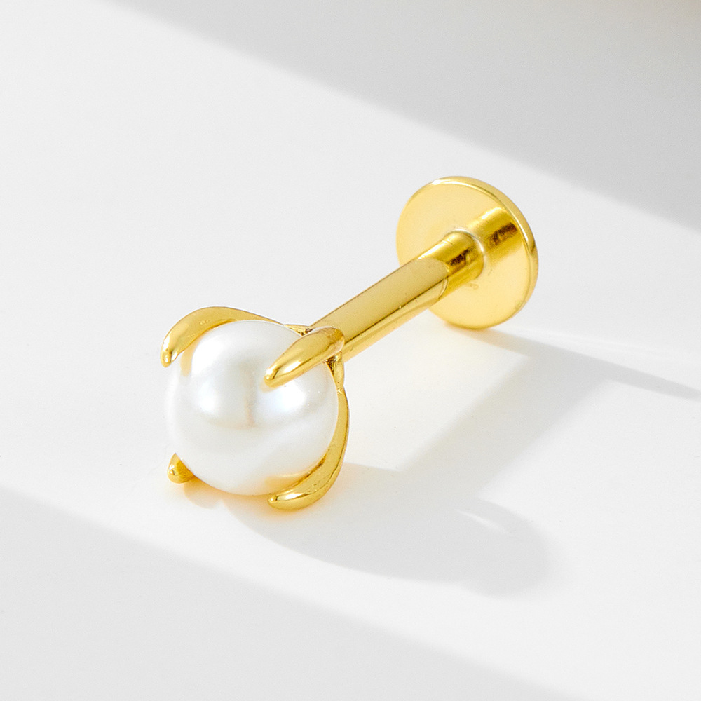 Diamantes geométricos de plata de ley 925 Opel cabeza plana hilo cuerpo humano punción oreja pendientes Europa y América joyería transfronteriza