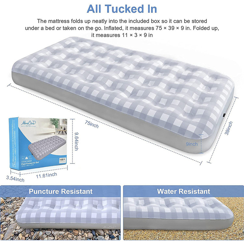 Powerful Factory Flocked Inflatable Mattress Dual-Use Single Folding Bed Thickened Outdoor Portable Bed Inflatable Travel
