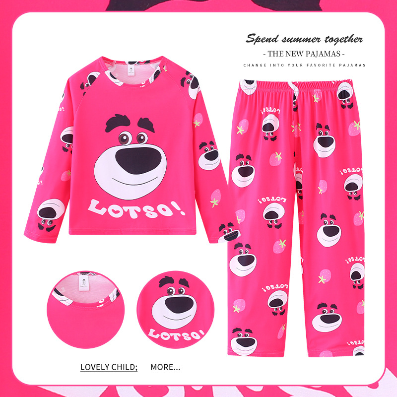 Pijamas de las niñas primavera y otoño manga larga delgada medio y grande niños lindos dibujos animados bebé niños princesa estilo homewear traje