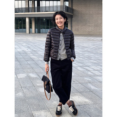 90鸭绒黑色立领羽绒服女装2025秋季新款轻型鸭绒服外套女日系休闲