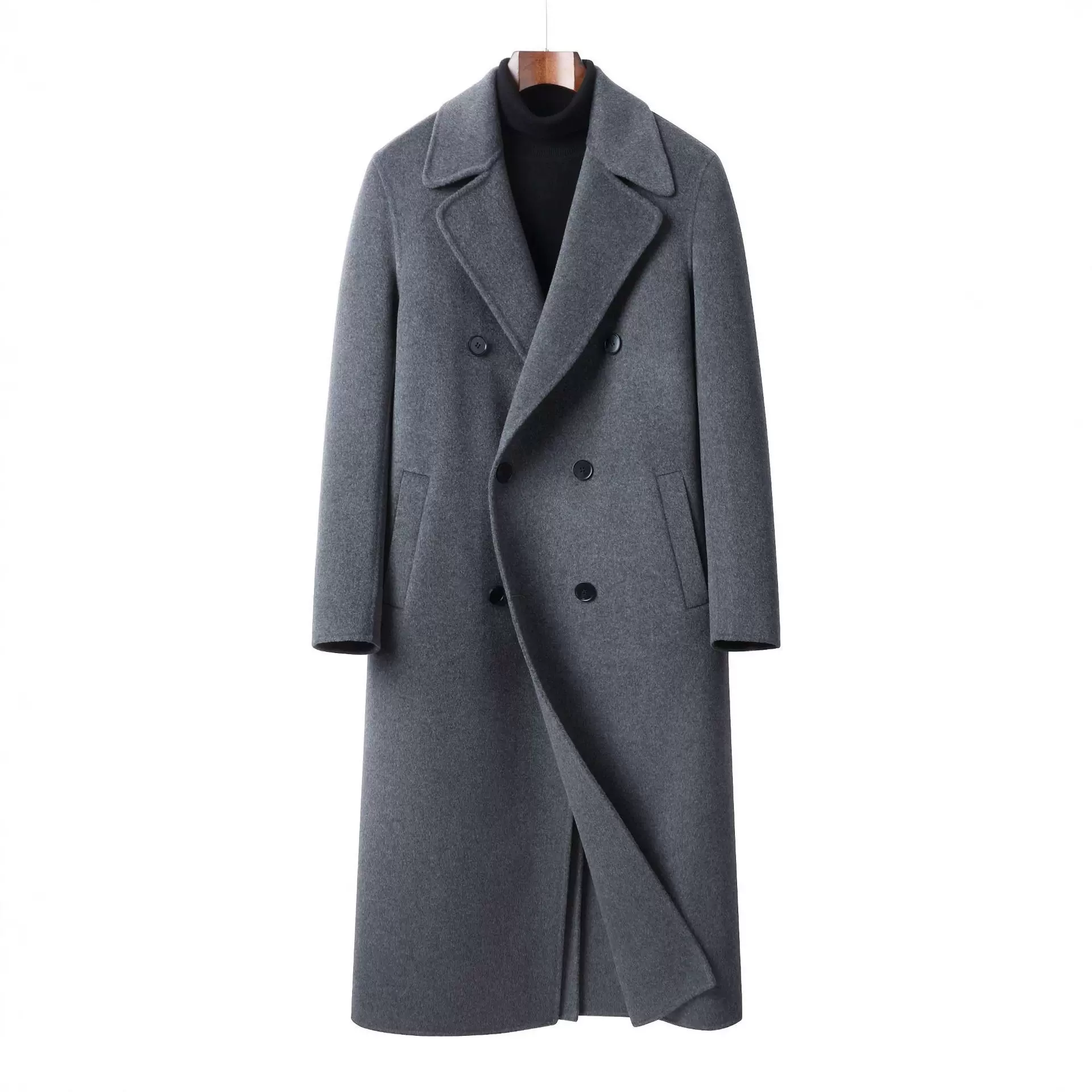 双面羊绒大衣男士长款过膝双排扣毛呢外套高个子加长羊毛2025新款