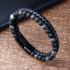 Organic woven beaded bracelet stainless steel