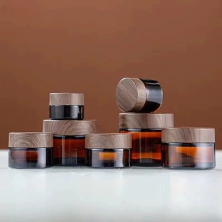 避光茶色膏霜瓶玻璃瓶分装瓶面霜瓶眼霜膏盒化妆品小样空瓶子套装