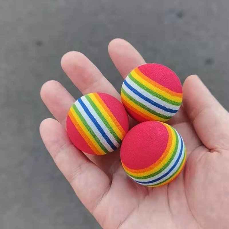 Gato de juguete de bola 3,5 cm colorido Arco Iris bola gato juguete cachorro juguete Bola de espuma elástica ventas directas de la fábrica