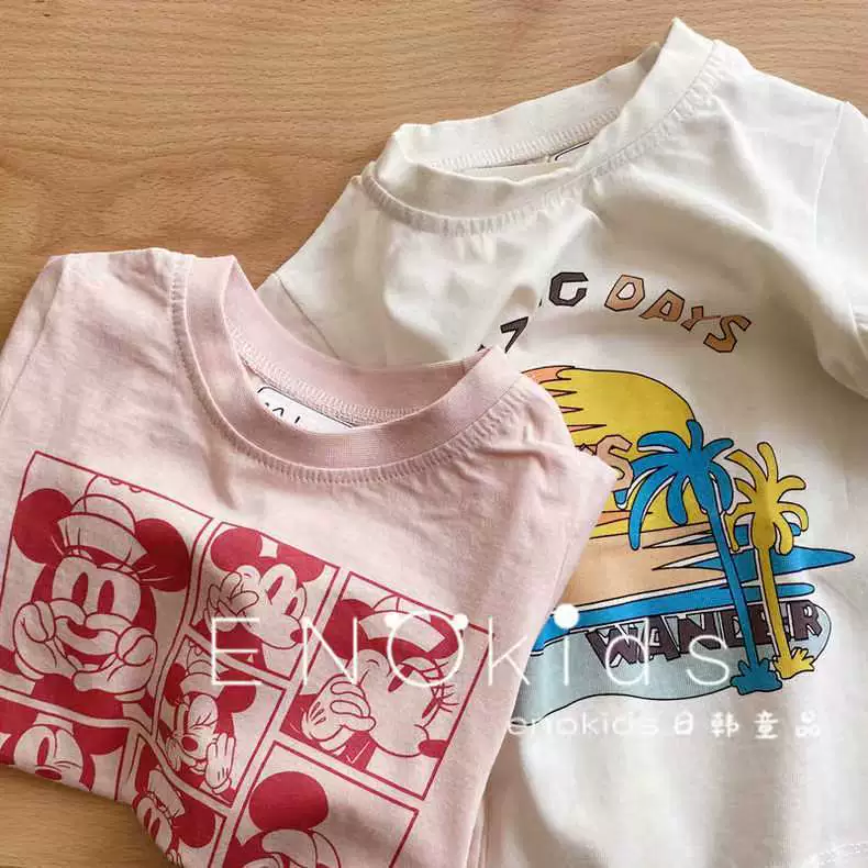 Children's Cotton Summer Cartoon T-Shirt, Oversize Short Sleeve, High Collar