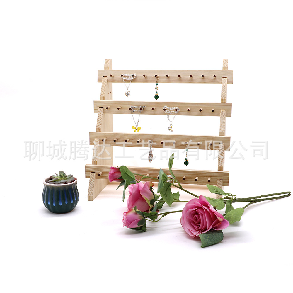 饰品架子商场耳钉展示架松木木质耳环卡纸架摆摊直播首饰耳收纳架