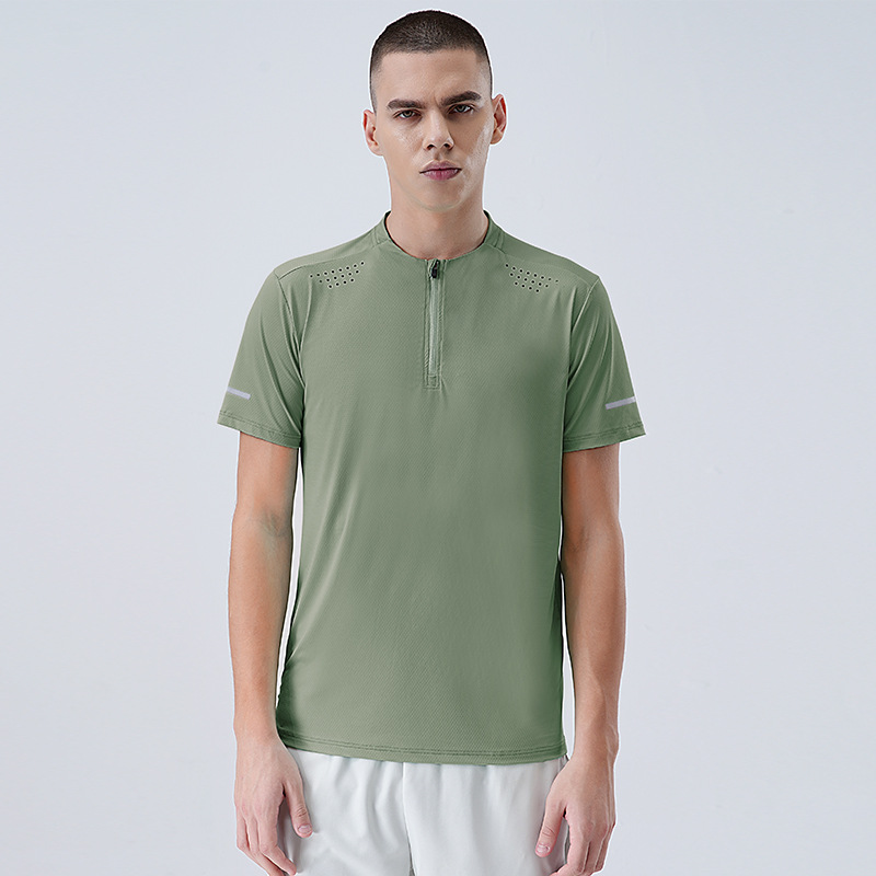 Deportivo delgado acondicionamiento físico hielo veloz ropa seca hombre verano maratón transpirable agujero transpiración camiseta de cuello redondo