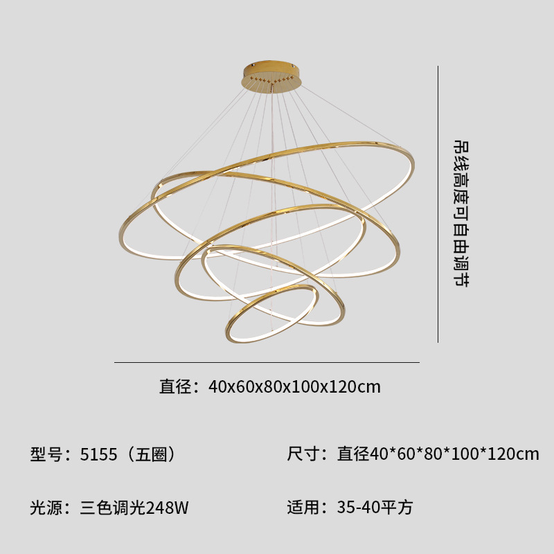 Moderno simplista nórdico dúplex lujoso hotel de lujo lujoso villa comedor de luces anillo sala de estar escalera candelabro hueco