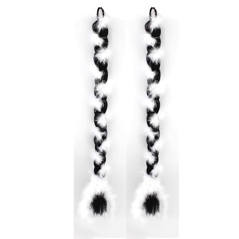 Furry feather dreadlocks (white/pair)