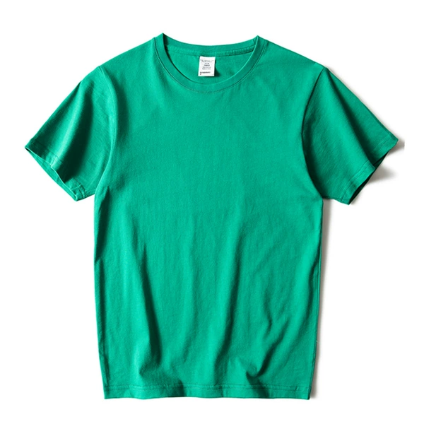 Grass green round neck short-sleeved cotton