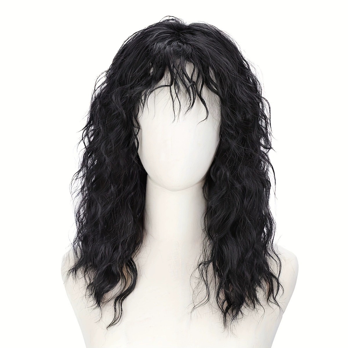 Parrucca riccia africana nera da donna, lunga e sciolta, sintetica, con extension per capelli_voghion.com