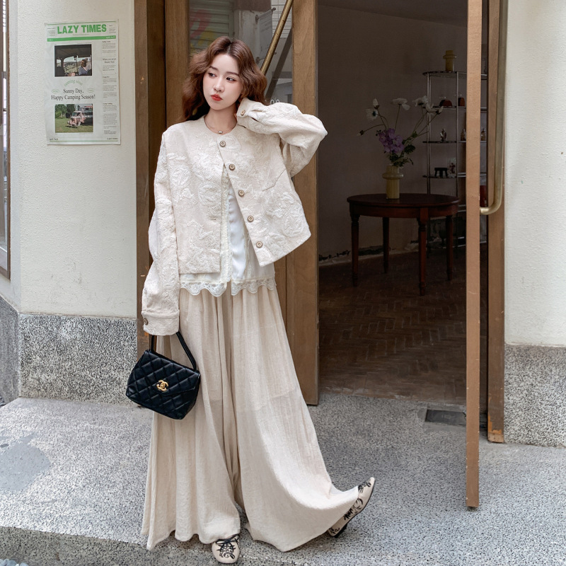 新中式小香风刺绣提花短外套女2025秋季新款气质温柔风小个子上衣|undefined
