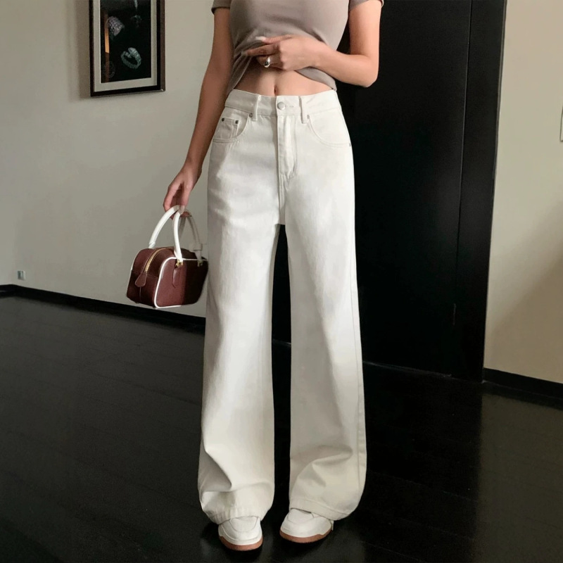 2026 New White Wide-Leg Jeans for Women, Spring/Summer High-Waisted Straight Loose Trendy Slimming Pants 2026 New White Wide-Leg Jeans for Women, Spring/Summer High-Waisted Straight Loose Trendy Slimming Pants