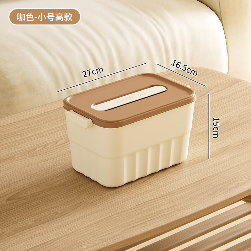 桌面收纳盒带盖化妆品杂物零食玩具整理盒家用储物筐长方形小箱子|undefined