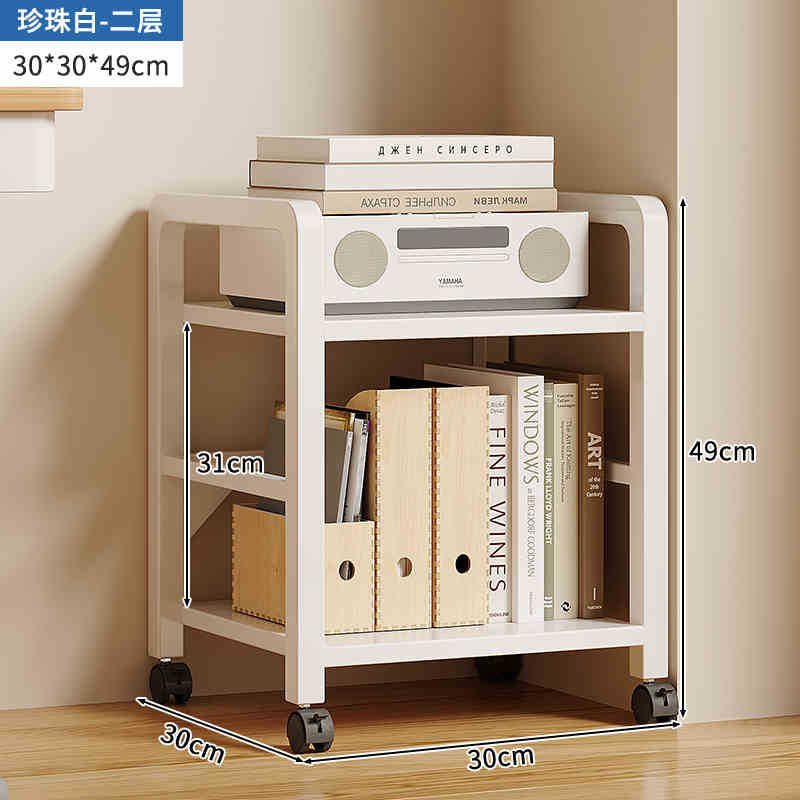 Estantería simple piso multi-capa de almacenamiento de hierro estrecha costura escritorio lateral móvil pequeña estantería estante