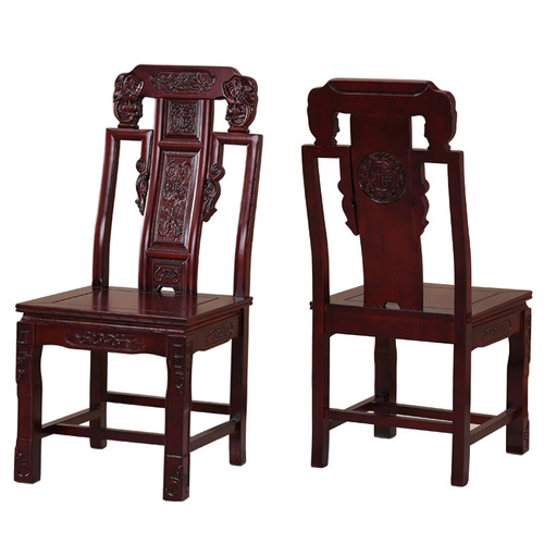 All solid wood antique carved dining chairs Ming and Qing Dynasty dining table backrests for home use in hotels, restaurants and restaurants, new Chinese style light luxury chairs