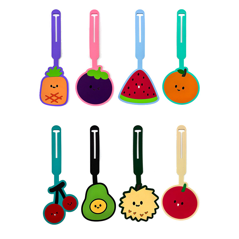 Cartoon fruit silicone luggage tag, creative travel suitcase pendant, cute PVC soft rubber anti-lost tag