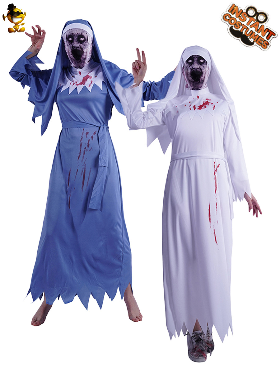 Halloween adulto mujeres horror sangriento Zombie monja partido traje niña grande fantasma Festival Zombie monja traje