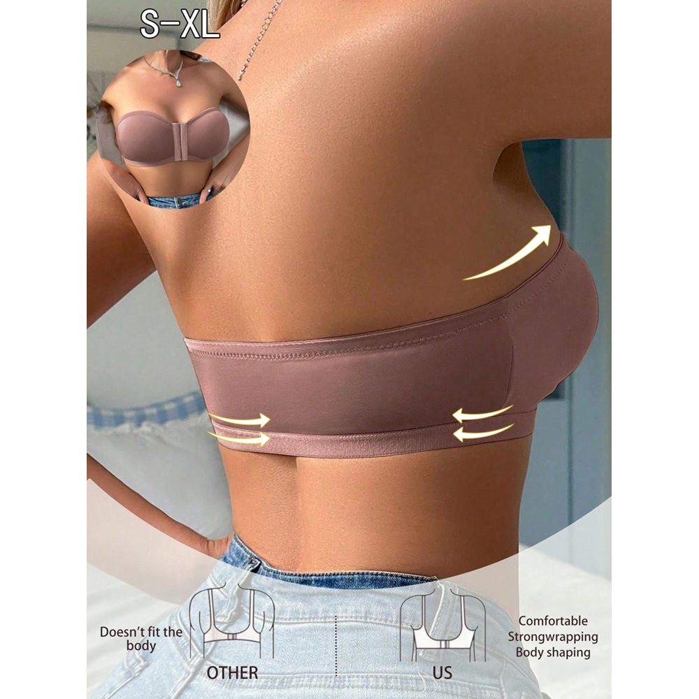 Nuevo estilo europeo y americano con diseño de múltiples botones en el pecho, top de tubo con botones delanteros, sin costuras y cómodo, fácil de usar