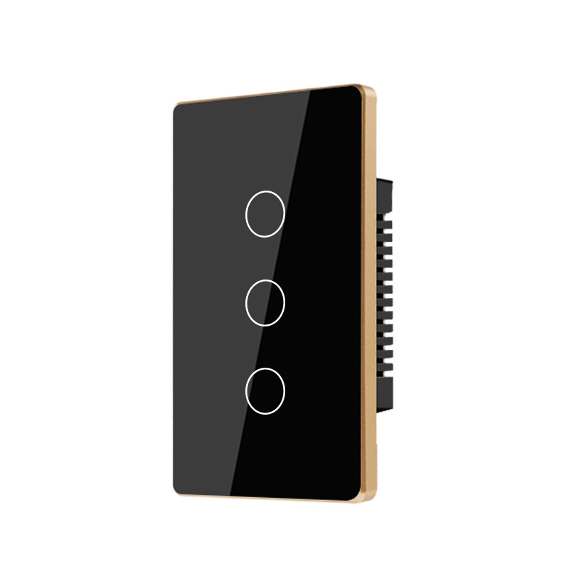 Interruptor Táctil Inteligente WiFi Tuya Tipo 120 Estándar Estadounidense, Marco de Aleación de Aluminio, Control Remoto por Aplicación, Control por Voz con Alexa