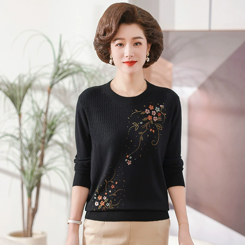 Весенний свитер с круглым вырезом для мамы