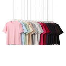 美式重磅240G精梳纯棉短袖T恤男潮牌宽松落肩纯色圆领半袖女批发