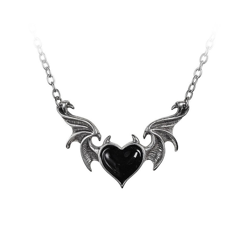 Cross-border foreign trade Amazon Gothic Black Necklace Black/Red Heart Wing Necklace Jewelry Factory Outlet